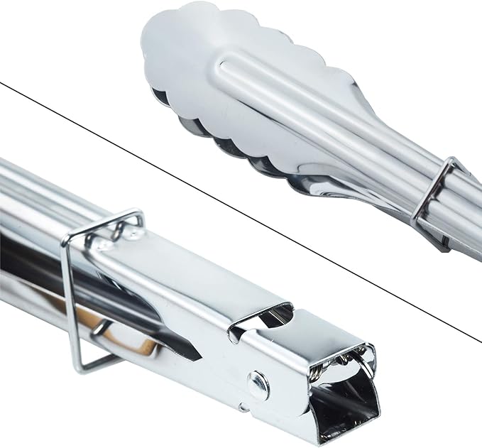 HINMAY Stainless Steel Kitchen Tongs Set Metal Cooking Tongs (7 9 12 Inch 3 Pieces)