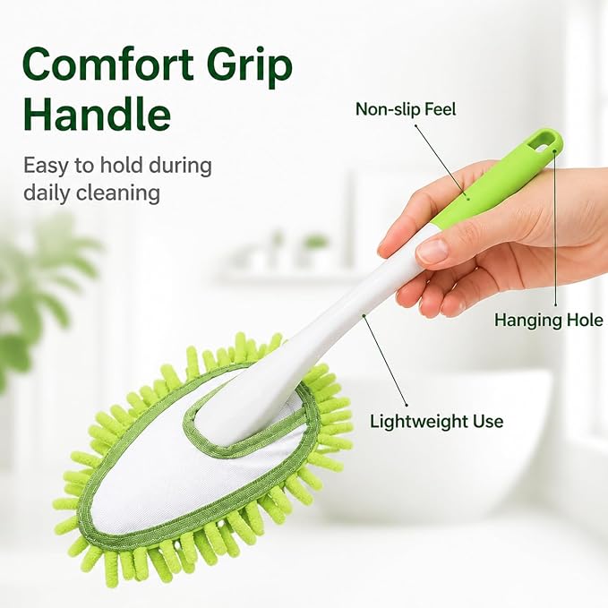 Microfiber Feather Duster,13 Inch Length, with 4 pcs Washable Cloth, Car Duster, Perfect for Cleaning Windows, Tables, Cars,Furniture, Keyboards, Fans, Screens,Mirrors