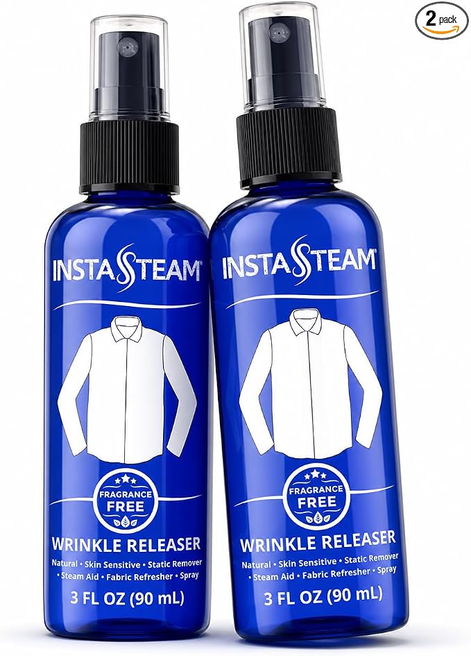 Clothes Wrinkle Release Spray Travel Size - Fragrance Free Wrinkle Release Mist - Fabric Deodorizer, Fabric Softener, & Anti Static Spray - Travel Essentials 3 Fl Oz (Pack of 2)