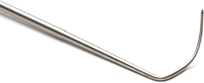 Outset Rosewood Handle Grill Meat Hook, BBQ Pigtail Food Flipper, 20 Inch, Stainless Steel