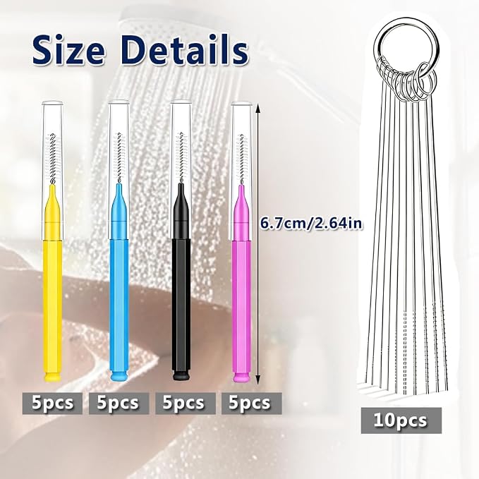 Shower Head Cleaner Tool Set, Multi-Size Shower Head Cleaning Brush for Unclogging Small Nozzles Shower Head Cleaner Picks Crevice Cleaning Tools for All Bathroom/Kitchen Shower Heads (30pcs Set)