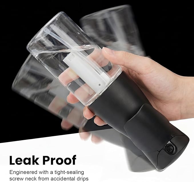 1 Pack 8.5oz Continuous Spray Bottle for Hair Styling & Plants - Fine Mist Sprayer Refillable Empty Water Dispenser for Cleaning, Ironing, Watercolor & Pet Care - Black