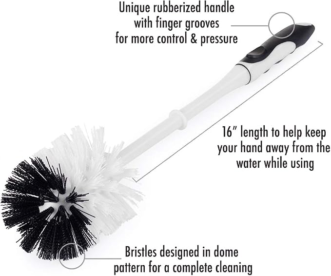 Fuller Brush Bowl Brush & Plunger in Caddy Set– 16-Inch Long Handle Brush – Pistol Grip Rubberized Plunger, Wide Base Caddy, Bathroom, Rim, Trap Cleaner (Pack of 1)
