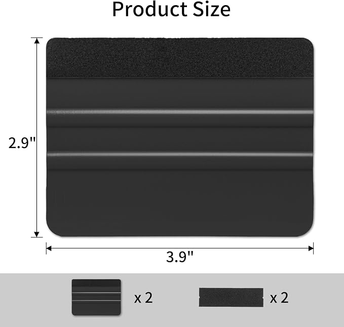 AMZDEPOT Squeegee for Vinyl, 2 Pcs, 4 Inch, Black | Extra 2 Felt Replacements, Car Wrap, Craft Sign Making, DIY Crafting, Window