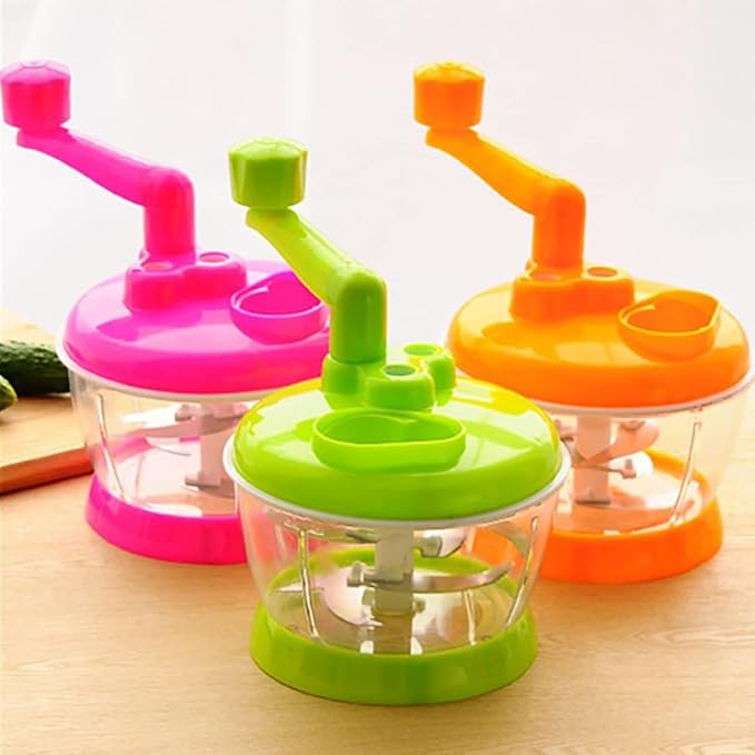 Multi-Functional Manual Food Processor, Hand Crank Food Processor, Mincer Blender with Clear Container for Vegetables Meat Fruits Nuts Herbs Onions