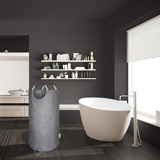 Large Laundry Basket, Laundry Hamper Bag with Handles, 90L Heather Grey | Freestanding Tall Dirty Clothes Hamper, Collapsible and Portable Laundry Bin for Dorm and Bedroom, Thick Double layer Fabric
