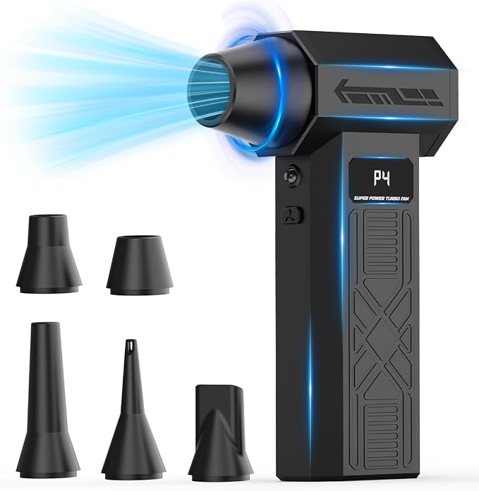 Compressed Air Duster,280000 RPM Electric Air Blower,Cordless Keyboard Cleaner with 5 Nozzles & 4 Speed Modes,Fast Charging for PC,Camera,Car and Home Cleaning