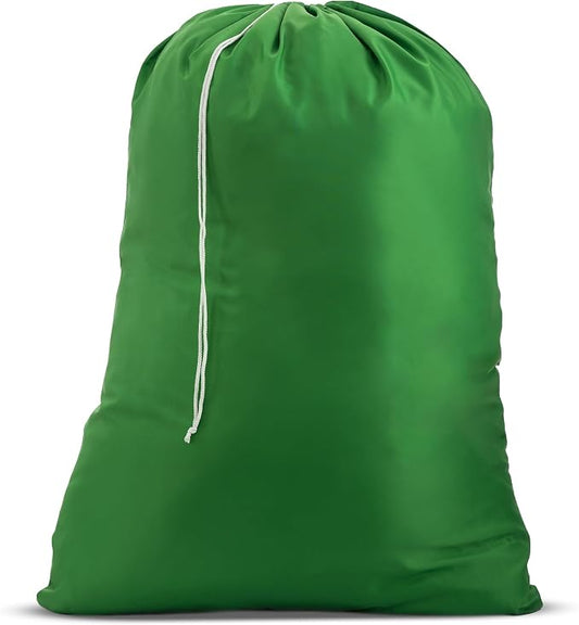 Handy Laundry XL Nylon Laundry Bag 30"x40", 60 lb Capacity, Green | 30"x40" XL Nylon Laundry Bag, Locking Drawstring, Machine Washable, Heavy Duty, Travel Dorm Hamper Liner, Green