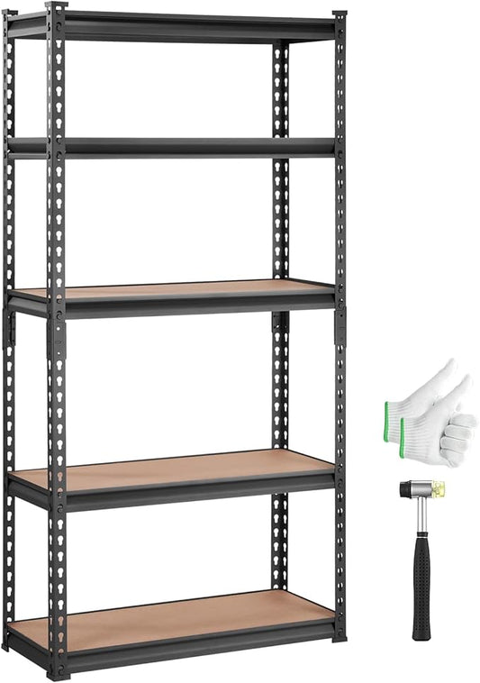 VEVOR Storage Shelves 5-Tier Adjustable 2000 lbs 30"x12"x60" Shelving Unit | Heavy Duty Garage Storage Metal Utility Rack Shelf for Kitchen, Pantry, Basement, Bathroom, Laundry, Living Room, Warehouse
