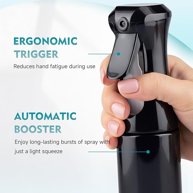 Continuous Spray Bottle, 6.8 OZ Hair Spray Bottles, Ultra-Fine Mister Spray Bottle for Hairstyling, Cleaning, Plants, Pets, Salons, and More (1 Pack)