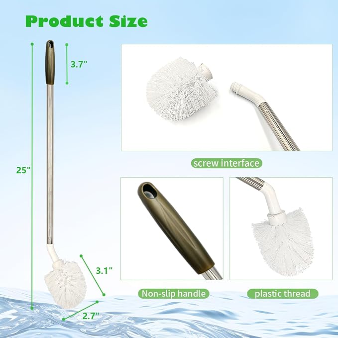 2-Pack Bucket Brush, Kettle Brush, Cleaning Extra Long Bottles, Gallon Jug Cleaner, Water Bottle Cleaner.