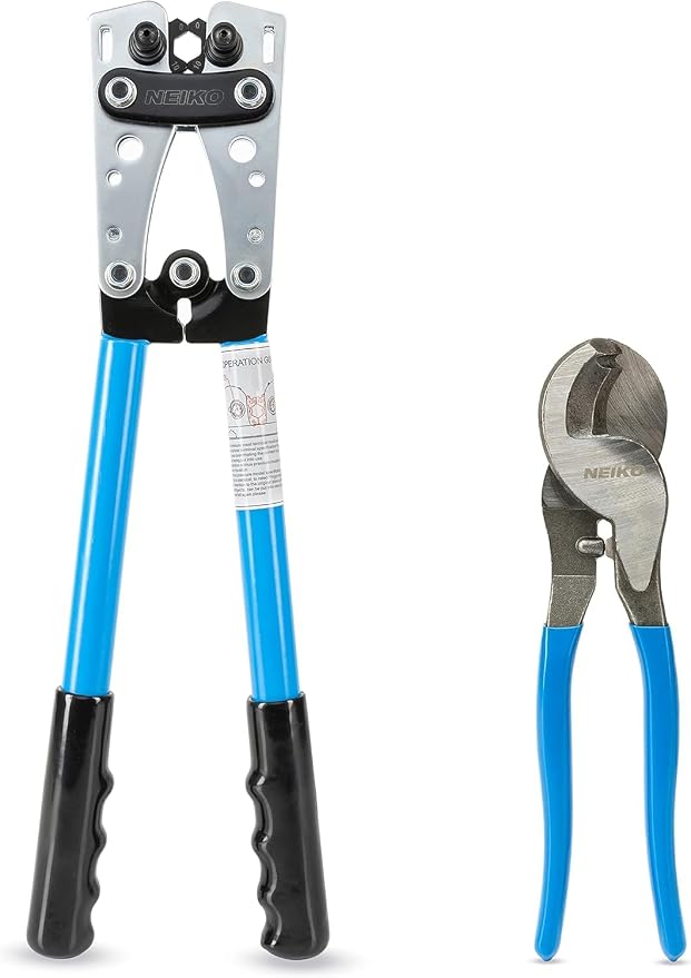 NEIKO 02039A Lug Crimping Plier and Cable Cutter Set, Battery Cable Crimping Tool, 8-0 AWG, 6mm - 50mm, Electrician Wire Crimper Tool