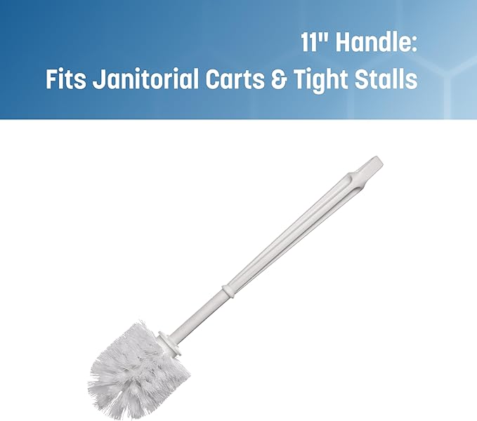 Sparta Flo-Pac Toilet Bowl Brush, 48 Pack for Commercial Restrooms, Heavy Duty Toilet Brush with Plastic Handle for Bathrooms, 11 Inches, White (Pack of 24)