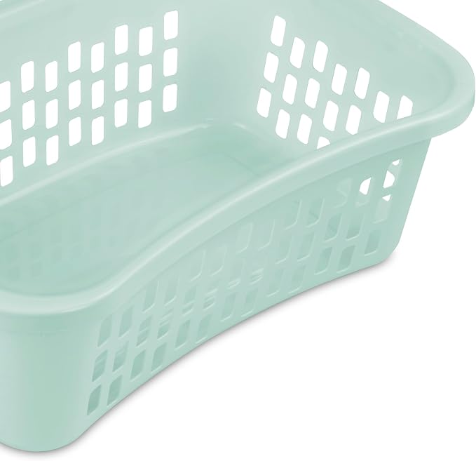 Sterilite HipHold Laundry Basket, Plastic Rectangle Clothes Hamper, 6 Pack | 1.5 Bushel Capacity, Mint, Bin with Comfort Grip Handles & Reinforced Rim
