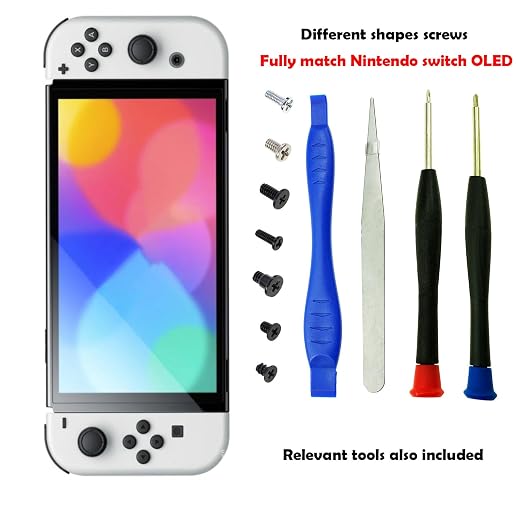 Replacement Repair Kits for Nintendo Switch OLED Console Screws with Tools | CTHTBZ Replacement Full Set With Screwdriver Opening Tools Tweezer