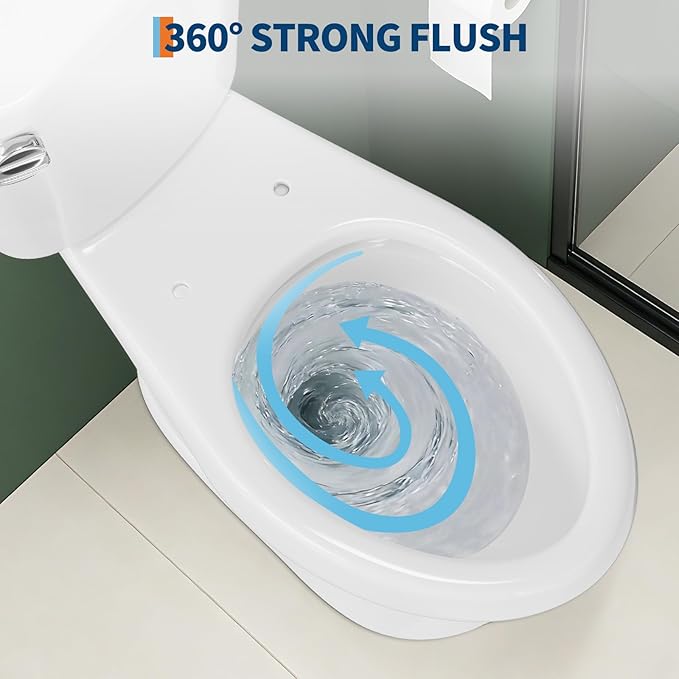 Two Piece Toilet with 17" ADA Height, Elongated Ceramic Bowl without Lid - Side Push Handle, CUPC Certified, Water Efficient 1.28 GPF