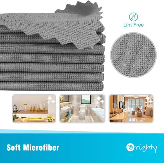 Orighty Grey Microfiber Cleaning Cloth, 24 Pack Highly Absorbent Cleaning Rags, Microfiber Towels for Cars, Household Cleaning Supplies, Reusable Lint Free Cloths for House, Kitchen, 12 x12 inch