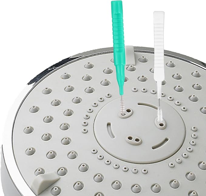 70pcs Shower Head Cleaner Tool Kit, 2 Styles Small Hole Showerhead Cleaning Brushes & Multi-Size Picks for Bathroom Tiny Nozzle Gaps Deep Clean Unclogging Brush Set (Green, White)