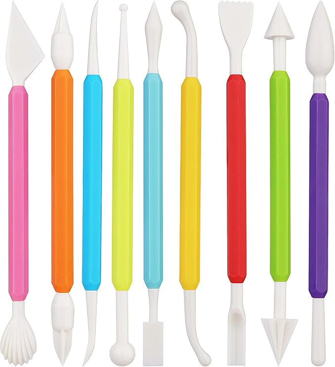 9-Piece Fondant Sculpting Tool Set - Plastic Cake Decorating Pens for Flower Modeling & Baking