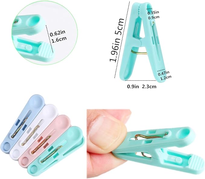 56 Pcs Colorful Clothespins, 4 Colors Spring Clips (2 Inch) Small Clothes Pin with Black Storage Bag - for Laundry, Drying Clothes, Home Use | 4 Colors Spring Clips with Black Storage Bag for Laundry Drying Clothes Home Use