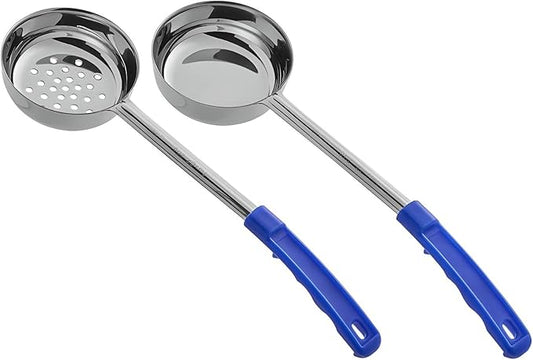 OCS Parts 2-Pack 8 Ounce Perforated and Solid Portion Spoons | Stainless Steel Dishwasher Safe Kitchen Multipurpose Portion and Serving Spoons