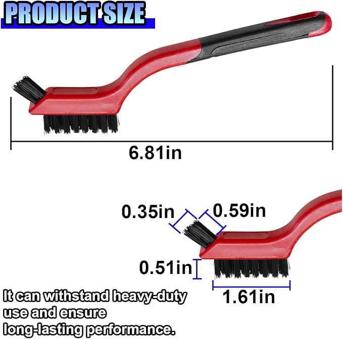 ZIMISI 3PCS Car Cleaning Brush Set, Small Nylon Cleaning Tools, Deep Rust Remover Wire Brush with Curved Handle Grip, Car Detail Brushes for Scrubbing Dirt, Paint (Nylon)
