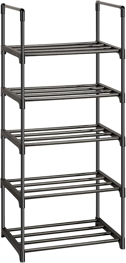 OYREL Shoe Rack, Sturdy Metal 5 Tier Narrow Shoes Organizer | Closets, Small Space, Entryway, Garage, Door Entrance, Thin Shoe Shelf, Free Standing Shoes Holder