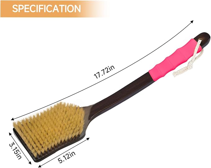 Back Scrubber for Shower,Exfoliating Shower for Men with Long Handle,Dry Brushing Body Brush,Lymphatic Contour for Full Body Exfoliation, Skin Cleansing & Lymphatic Drainage