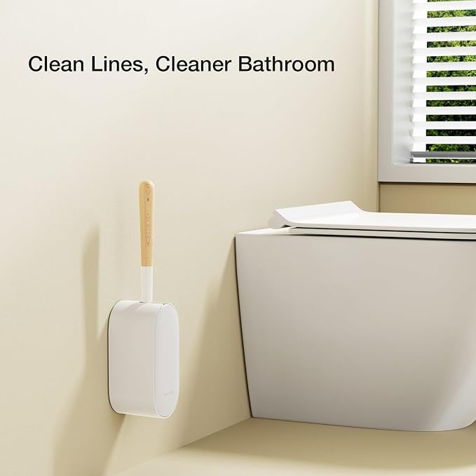 Toilet Cleaner Brush, Diveotree Toilet Brush and Holder for Dead Corner Cleaning, Wall Mounted Toilet Bowl Brush for Bathroom Decor, Toilet Scrubber Brush for Home/Hotel (White, Round-1pack)