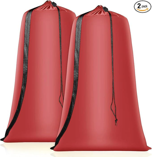 Coomee Heavy Duty Laundry Bag, 2 Pack XL Nylon Laundry Bags with Straps | Extra Large Laundry Bags, Drawstring Closure, Washable Large Dirty Clothes Organizer, Travel Bag Fits a Laundry Hamper