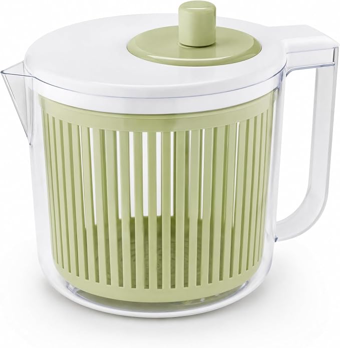 JS Gourmet Salad Spinner – 2.37L (10 Cup), BPA-Free Manual Vegetable Spinner with Strainer Basket, Durable Kitchen Gadget, Easy Spin Dryer Bowl for Lettuce, Fruits & Greens