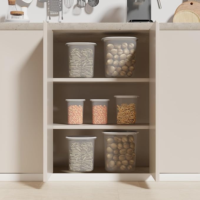 8-Piece Plastic Pantry Food Storage Container Set | Dry Food Storage, Pantry Organization, Kitchen Canisters, 8 Piece Set