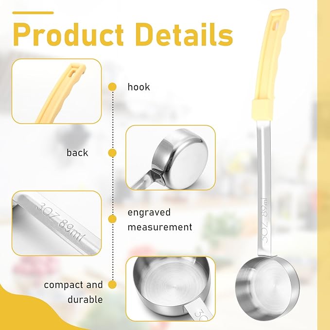 Teenyyou 4 Pcs Portion Control Serving Spoons Portion Control Spoons Ladle Scoops Food Measuring Utensils Proportion Manage Slotted and Unslotted Scoops for Weight Loss(Beige,3oz)