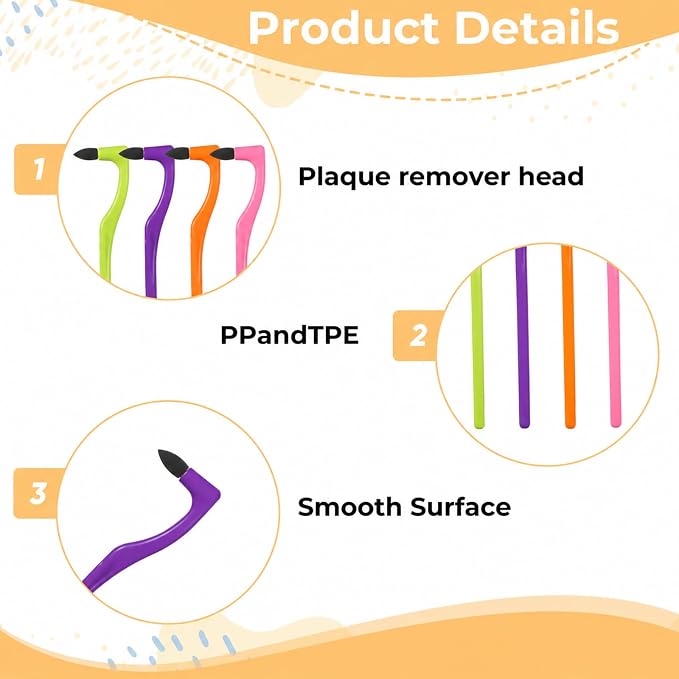 4 Pcs Teeth buffers for Stains Tooth Stain Remover Dental Plaque Tartar Eraser Tool Polisher Professional Dental Picks Cleaning for Oral Care Teeth Whitening Polishing (Orange/Green/Purple/Pink)