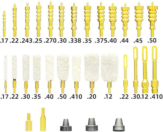 Universal Gun Cleaning Kit Accessories for Handgun & Shotgun – Multi-Caliber Brushes, Mops & Jags