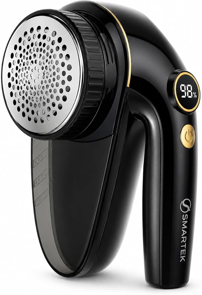 Smartek Rechargeable - Fabric Shaver for Clothes - Lasts for Hours Between Charges - 2-Speeds with High and Low Lint Shaving Modes - Built-in LED Screen - Lint Shaver for Removing Fuzz and Pilling