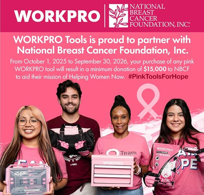 WORKPRO Pink Tool Set with 3.7V Rotatable Electric Screwdriver, 18PCS Portable Ladies Home Tool Kit with Toolbox, Cordless Electric Screwdriver Kit, Household tool kit for Dorm, Apartment -Pink Ribbon | Pink Ribbon, USB-C Rechargeable, Compact Storage ...