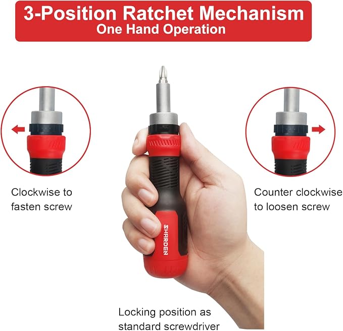13-in-1 Ratchet Screwdriver, Multi Screwdriver Tool, Ratcheting | All in One, Torx Security, Phillips, Flat Head, Hex, Square, 1/4 Nut Driver, Outdoor, Handle, Daily Repair Portable Tools