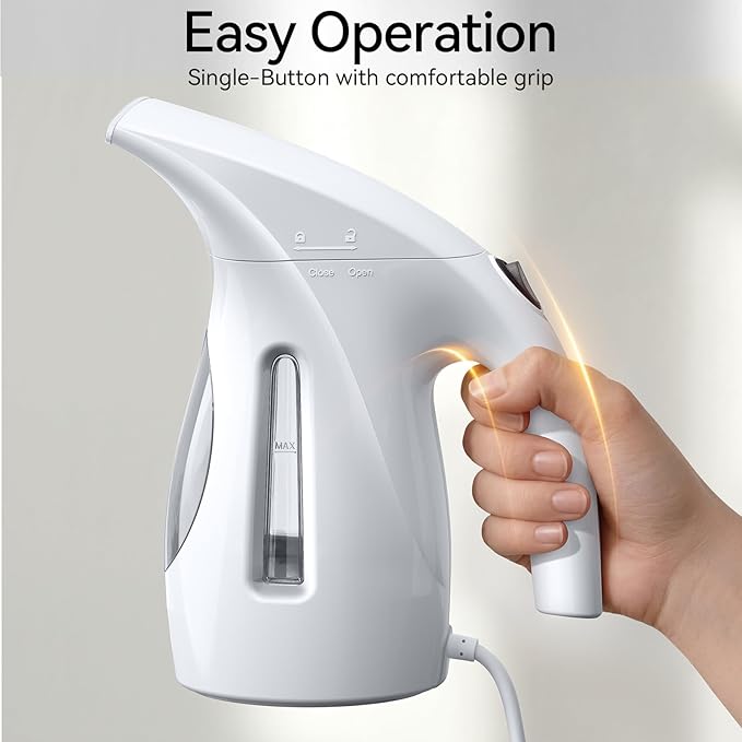 HiLIFE Steamer for Clothes, Portable Handheld Garment Wrinkle Remover, 240ml Big Capacity, 700W, Strong Penetrating Steam, for Home, Office and Travel, ONLY FOR 120V, Pearl White