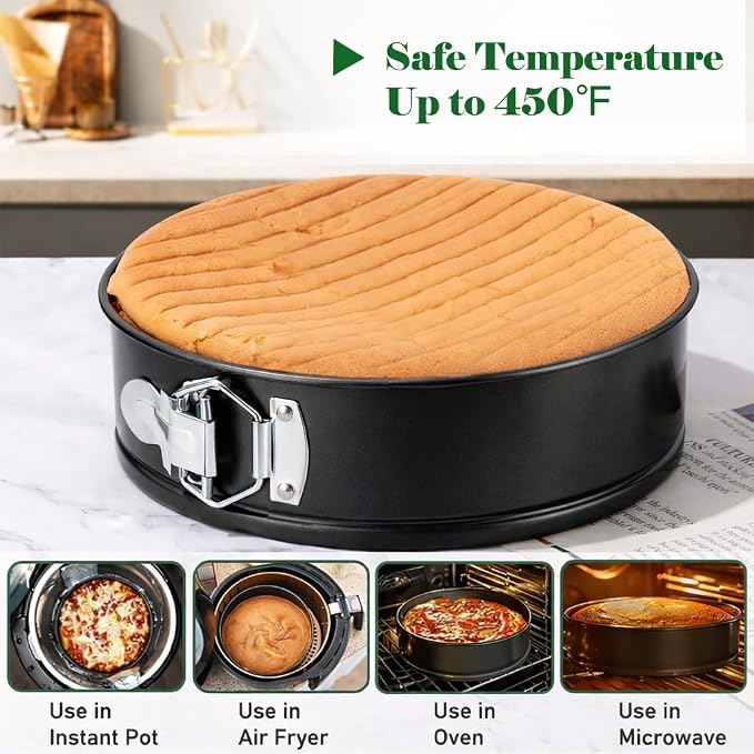 Tellshun 4 Pack Springform Pan Tins Set 4, 7, 9,10 Inch Baking Mold Round Leakproof Nonstick Removable Bottom Bakeware for Cake Cheesecakes Pie Pizza and Quiches