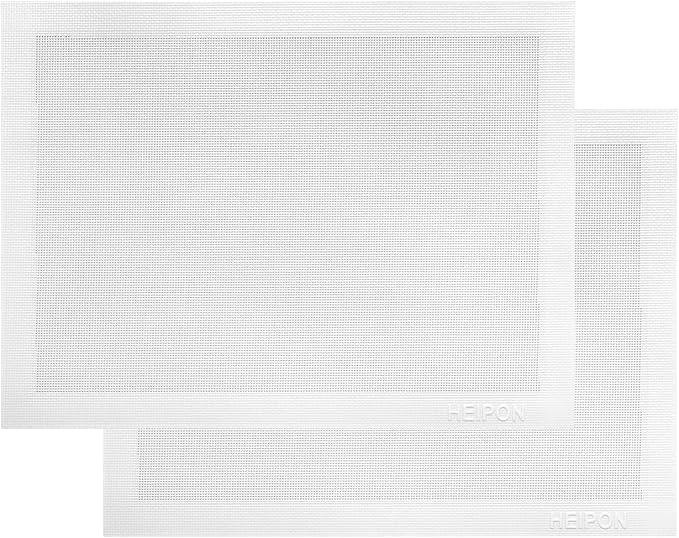 Perforated Baking Mat,2 PCS,15.7"Lx11.8"W,Silicone Baking Mat,Non-Stick,Breathable Mat,Reusable（White,2pcs）