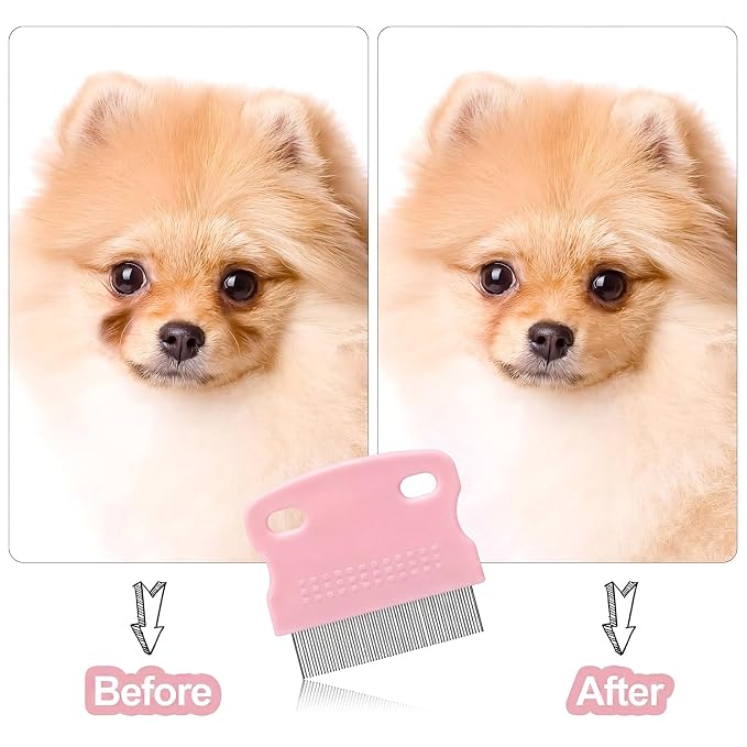 Fullhawl 5 Pieces Dog Eye Combs Tear Stain Remover Combs Pet Grooming Comb for Small Dogs Gently Removing Eye Mucus and Crust (Light Pink, Black)