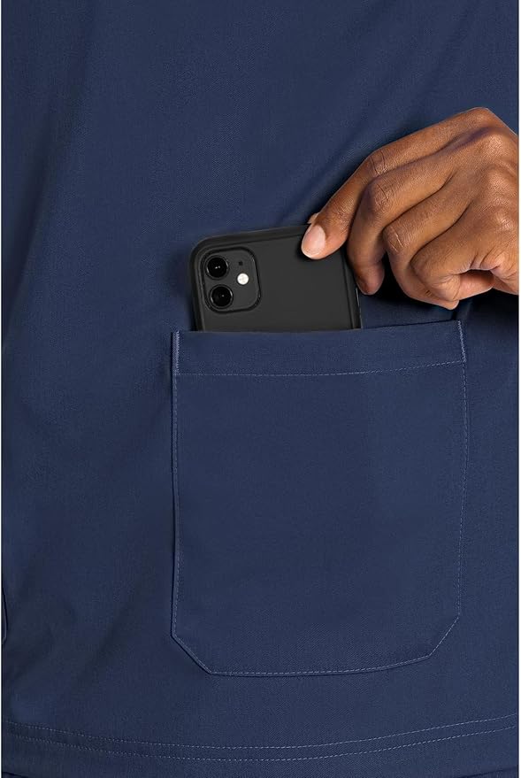 Med Couture Rothwear Touch Mens Scrubs Top 3 Pockets Modern Fit | 2-Way Stretch, Ultra-Soft Fabric, Lightweight Feel, Knit Details, Side Vents, Durable Construction, Easy Care
