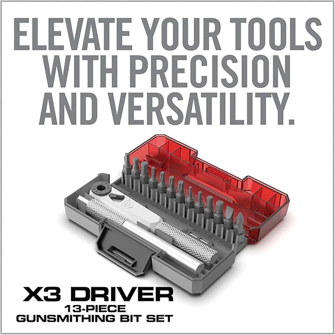 Real Avid X3 Ratcheting Screwdriver Set with 13 Bits, 3-in-1 Driver, T-handle & Extension - Includes 4 Hex 4 Torx 3 Metric 4 Standard Hex & Phillips