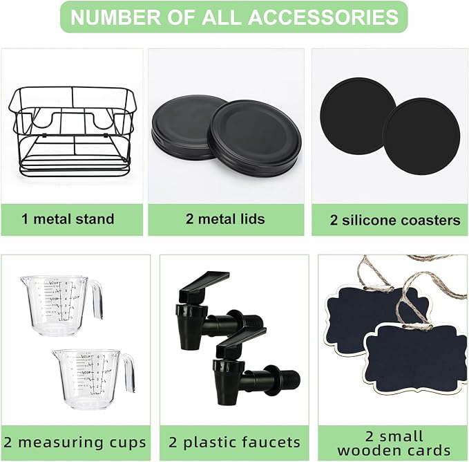 2 Sets 1 Gallon Laundry Detergent Dispenser with Stand, Measuring Cup, Glass Laundry Detergent Containr for Laundry Room Organization