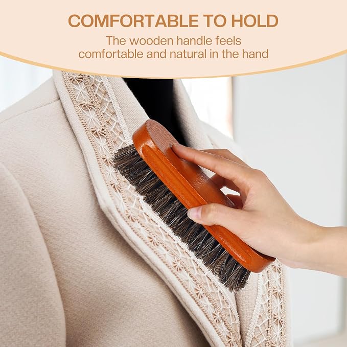 4 Pcs Horsehair Felt Hat Brush Kit with Cleaning Sponge Cowboy Clean Hat Wood Fedora Hat Cleaning Set Baseball Cap Lint Brush Remove Dust for Hair Furniture Suits Clothes(Style F)