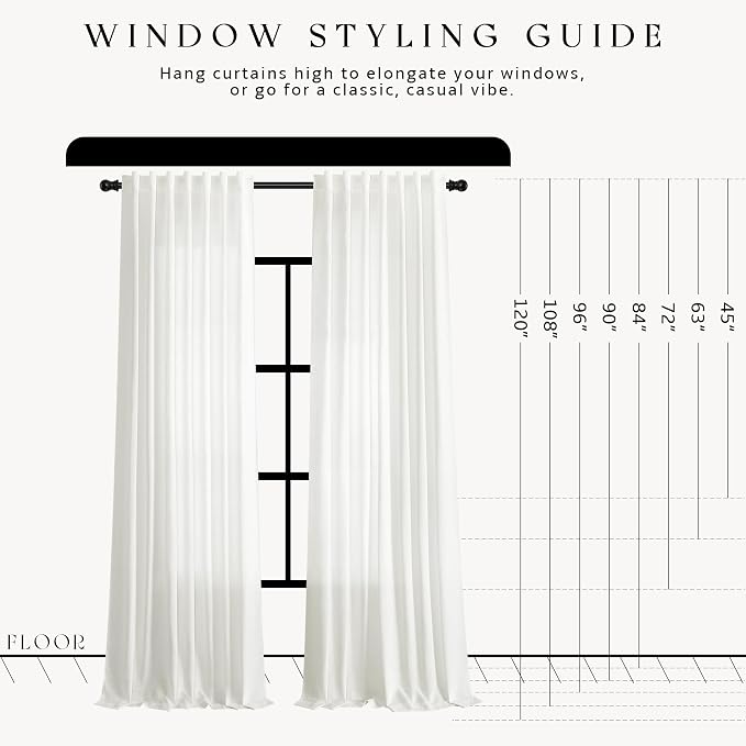 Hokibero Ivory Linen Curtains 96 Inches Long for Living Room 2 Panels | Light Filtering Sheer Curtain, Back Tab Rod Pocket Pleated Look, Textured Privacy Drapes for Bedroom Window, Boho Farmhouse