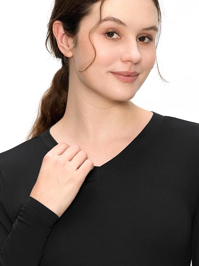 COZYFIT Women’s Underscrub Tee, V-Neck Long Sleeve Undershirt | Soft & Easy Care Fabric, Slim Fit, Smooth Touch, Comfort V-Neck Tee, Machine Wash, Multiple Sizes for Choose