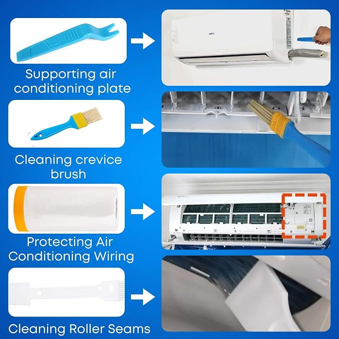 Oiktylr Mini Split Cleaning Kit with 2L Pressure Sprayer, Fits 27-37in | Waterproof & Leakproof AC Cleaning Kit Bag, Reusable, Durable PVC, Fits Systems 9,000-12,000 BTU Air Conditioner Unit