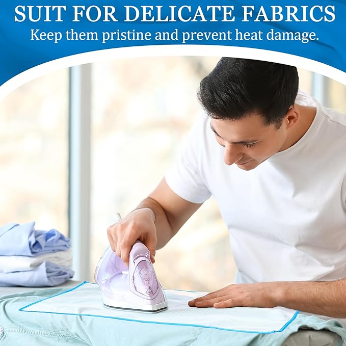 Hahafelt 5 Pcs Pressing Cloth for Ironing Heat Resistant Ironing Mesh Protector to Protective Delicate Fabrics Like Silk and Wool, 15.75 x 23.62 Inches